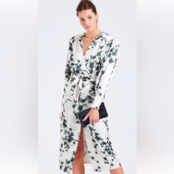 Rotate Birger Christensen Dresses & Skirts - Rotate Birger Christensen abstract floral-print satin wrap dress NWOTS(No Belt)
